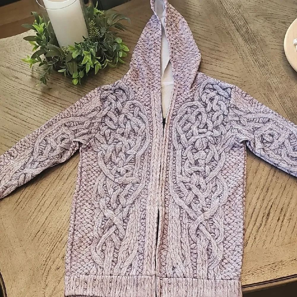 Women's Purple Hooded Zip Up Sweater Size M